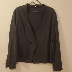 Eileen Fisher Dark Gray Blazer Button Up Jacket